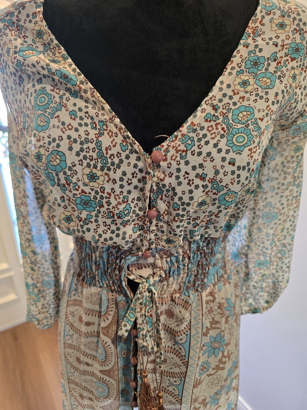 Bohemian Patchwork Floral Maxi Dress - Picture 4 of 9
